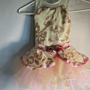 Weisman girl x small beige pink sequin dress